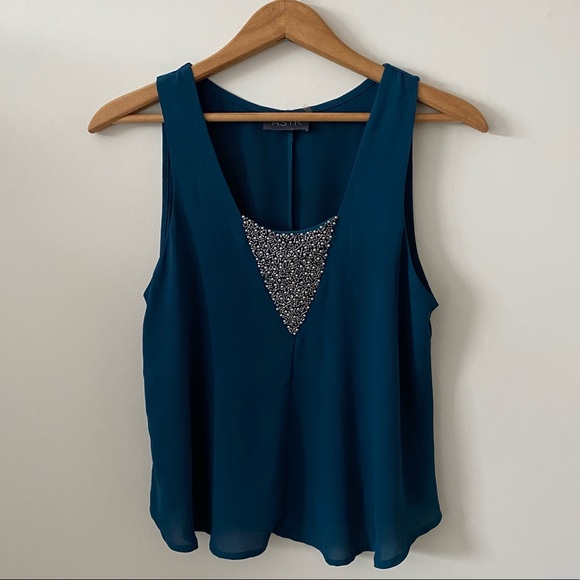 COPY - ASTR | Teal Embellished Split Back Tank - Picture 8 of 9